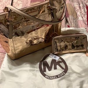 Michael Kors rose gold purse and wallet